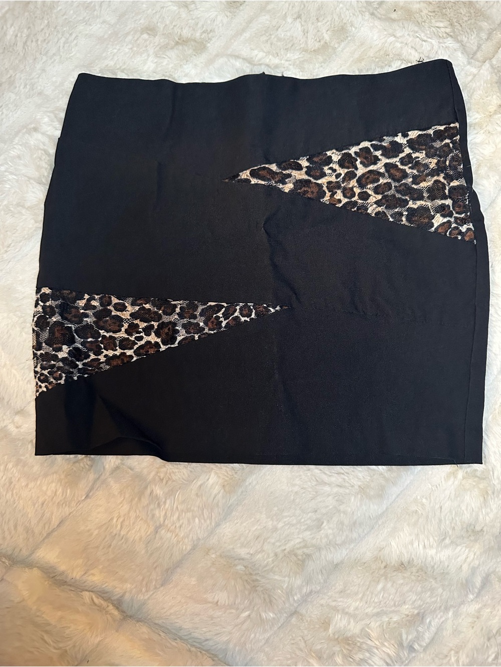 Black Skirt with Cheetah Print Inserts